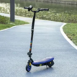 Patinete Eléctrico para Niños de 7-14 Años Plegable con Faro LED Rueda y Freno Velocidad Máxima de 12 km/h Azul - Ogal.Es