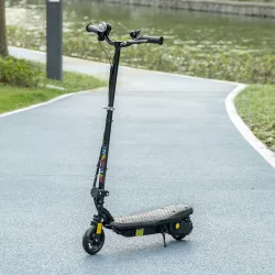 Patinete Eléctrico para Niños de 7-14 Años Plegable con Faro LED Rueda y Freno Velocidad Máxima de 12 km/h Negro - Ogal.Es