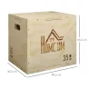 Cajón Pliométrico de Madera 3 en 1 con 2 Mango Hueco para Casa Oficina Gimnasia 40,5x35,5x30,5 cm Madera Natural - Ogal.Es
