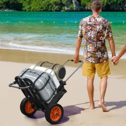 Carro Playa Plegable Carro Transporte con Grandes Ruedas de 30 cm para Todo Terreno con Bolsillo y Mango Telescó... - Ogal.Es