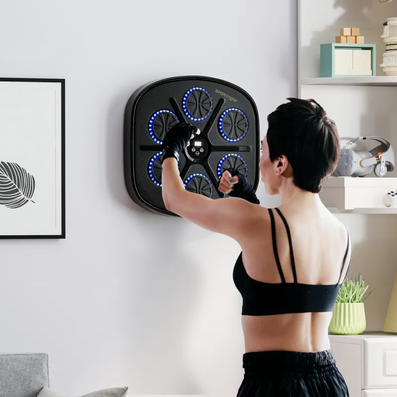 Boxeo Pared Musical con 9 Modos de Velocidad Guantes Conexión Bluetooth Luces LED para Adultos y Niños en Casa O... - Ogal.Es