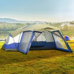 Tienda de Campaña 6-8 Personas Tienda Familiar con Vestíbulo 2 Ventanas Tienda Tipo Cúpula Poliéster 3000mm 518x... - Ogal.Es