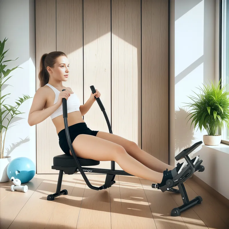 Máquina de Remo para Casa con 12 Niveles de Resistencia Hidráulica Pantalla LCD para Entrenaminto en Gimnasio Negro - Ogal.Es