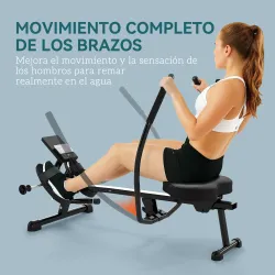 Máquina de Remo para Casa con 12 Niveles de Resistencia Hidráulica Pantalla LCD para Entrenaminto en Gimnasio Negro - Ogal.Es