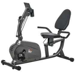 Bicicleta Estática con Respaldo de 8 Niveles de Resistencia con Volante Asiento Ajustable, Pantalla LCD y Soporte - Ogal.Es