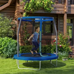 Cama Elástica Infantil Trampolín con Red de Seguridad Ø183x200 cm Azul - Ogal.Es