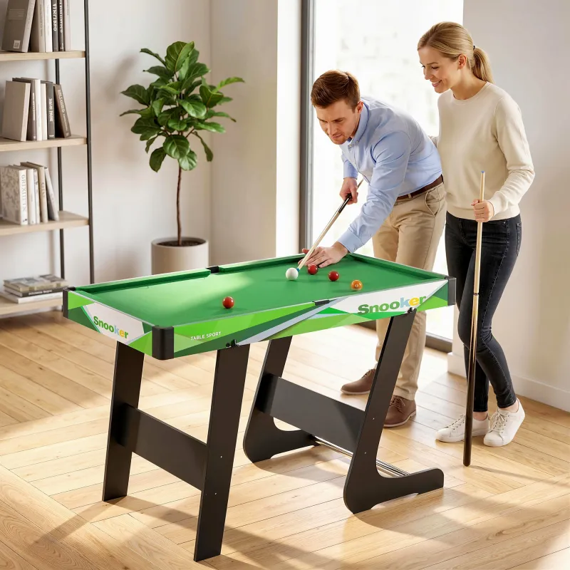 Mesa de Billar Plegable 104 cm con 16 Bolas 2 Tacos Tiza Triángulo y Cepillo para Niños y Adultos Verde - Ogal.Es