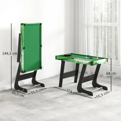 Mesa de Billar Plegable 104 cm con 16 Bolas 2 Tacos Tiza Triángulo y Cepillo para Niños y Adultos Verde - Ogal.Es