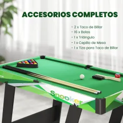 Mesa de Billar Plegable 104 cm con 16 Bolas 2 Tacos Tiza Triángulo y Cepillo para Niños y Adultos Verde - Ogal.Es