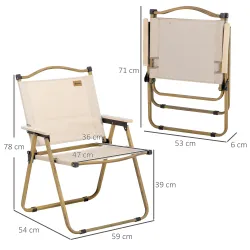 Set 2 Sillas de Jardín Plegables con Reposabrazos Sillas para Camping y Playa en Tela Oxford y Acero 54x59x78 cm... - Ogal.Es