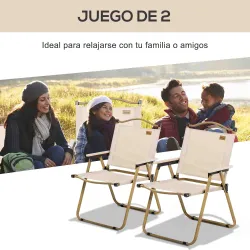 Set 2 Sillas de Jardín Plegables con Reposabrazos Sillas para Camping y Playa en Tela Oxford y Acero 54x59x78 cm... - Ogal.Es
