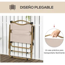 Set 2 Sillas de Jardín Plegables con Reposabrazos Sillas para Camping y Playa en Tela Oxford y Acero 54x59x78 cm... - Ogal.Es