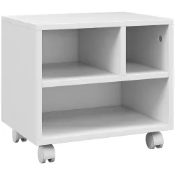 Soporte de Impresora con Ruedas Compartimentos Abiertos para Oficina Estudio 40x30x36 cm Blanco - Ogal.Es