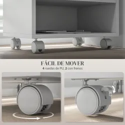 Soporte de Impresora con Ruedas Compartimentos Abiertos para Oficina Estudio 40x30x36 cm Blanco - Ogal.Es