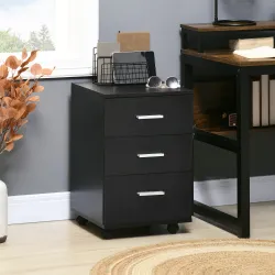 Cajonera de Escritorio con 3 Cajones Ruedas Cerradura 2 Llaves Archivador Móvil para Estudio Salón 40x40x61,5 cm... - Ogal.Es
