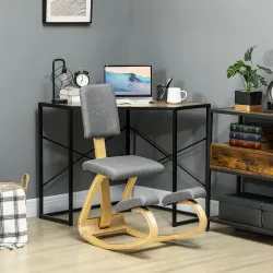 Silla Ergonómica de Rodillas con Respaldo Cojines Acolchados Marco de Madera para una Mejor Postura Oficina Gris - Ogal.Es