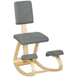 Silla Ergonómica de Rodillas con Respaldo Cojines Acolchados Marco de Madera para una Mejor Postura Oficina Gris - Ogal.Es