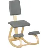 Silla Ergonómica de Rodillas con Respaldo Cojines Acolchados Marco de Madera para una Mejor Postura Oficina Gris - Ogal.Es