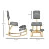 Silla Ergonómica de Rodillas con Respaldo Cojines Acolchados Marco de Madera para una Mejor Postura Oficina Gris - Ogal.Es