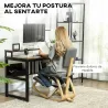 Silla Ergonómica de Rodillas con Respaldo Cojines Acolchados Marco de Madera para una Mejor Postura Oficina Gris - Ogal.Es