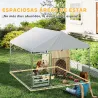 Perrera de Acero Galvanizado con Toldo Resistente y Estación de Alimentación para Perros 200x200x154 cm Plata - Ogal.Es
