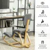 Silla Ergonómica de Rodillas con Respaldo Cojines Acolchados Marco de Madera para una Mejor Postura Oficina Gris - Ogal.Es