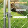 Perrera de Acero Galvanizado con Toldo Resistente y Estación de Alimentación para Perros 200x200x154 cm Plata - Ogal.Es