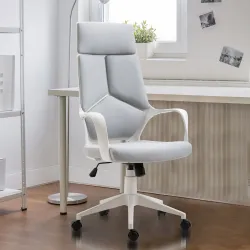 Silla de Oficina Giratoria de Malla con Función Basculante Altura Ajustable y Respaldo Alto 63x63x117-127 cm Gris - Ogal.Es