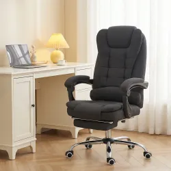 Silla de Oficina con 6 Puntos de Masaje Función de Calentamiento Reposapiés y Control Remoto 65x70x111-119 cm Negro - Ogal.Es