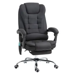 Silla de Oficina con 6 Puntos de Masaje Función de Calentamiento Reposapiés y Control Remoto 65x70x111-119 cm Negro - Ogal.Es