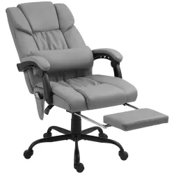 Silla de Oficina con Masaje de 6 Puntos Respaldo Alto Reclinable Altura Ajustable Reposapiés y Mando a Distancia... - Ogal.Es
