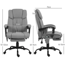 Silla de Oficina con Masaje de 6 Puntos Respaldo Alto Reclinable Altura Ajustable Reposapiés y Mando a Distancia... - Ogal.Es