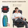 Silla de Oficina con 6 Puntos de Masaje Función de Calentamiento Reposapiés y Control Remoto 65x70x111-119 cm Negro - Ogal.Es