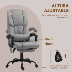Silla de Oficina con Masaje de 6 Puntos Respaldo Alto Reclinable Altura Ajustable Reposapiés y Mando a Distancia... - Ogal.Es