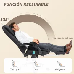 Silla de Oficina con 6 Puntos de Masaje Función de Calentamiento Reposapiés y Control Remoto 65x70x111-119 cm Negro - Ogal.Es