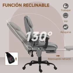 Silla de Oficina con Masaje de 6 Puntos Respaldo Alto Reclinable Altura Ajustable Reposapiés y Mando a Distancia... - Ogal.Es