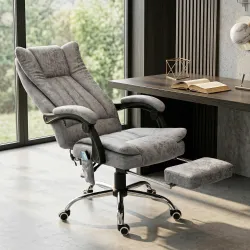 Silla de Oficina con 6 Puntos de Masaje Ajustable con Función de Calefacción Reposapiés Retráctil y Control Remo... - Ogal.Es