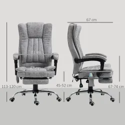 Silla de Oficina con 6 Puntos de Masaje Ajustable con Función de Calefacción Reposapiés Retráctil y Control Remo... - Ogal.Es