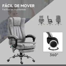 Silla de Oficina con 6 Puntos de Masaje Ajustable con Función de Calefacción Reposapiés Retráctil y Control Remo... - Ogal.Es
