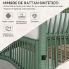 Conjunto de Jardín Exterior de Ratán Sintético con 2 Sillones 1 Sofá de 2 Plazas 1 Mesa de Centro y Cojines Verde - Ogal.Es