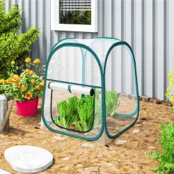 Mini Invernadero Plegable Pop-up Invernadero de Exterior con Puerta Enrollable y Cubierta Transparente - Ogal.Es
