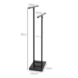 Toallero de Pie de Metal Toallero Escalera de Baño con 2 Barras en Forma de T Estilo Moderno 50x18,5x85 cm Negro - Ogal.Es