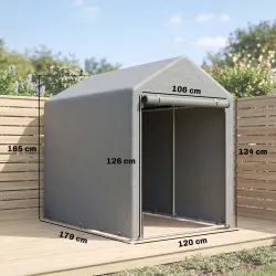 Carpa de Jardín para Herramientas 1,2x1,8x1,65 m con 2 Habitaciones Puerta con Cremallera Impermeable Anti-UV Gr... - Ogal.Es