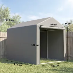 Carpa de Jardín para Bicicletas 1,6x2,2x1,7 m con 2 Habitaciones Puerta con Cremallera Impermeable Anti-UV Gris ... - Ogal.Es