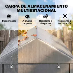 Carpa de Jardín para Herramientas 1,2x1,8x1,65 m con 2 Habitaciones Puerta con Cremallera Impermeable Anti-UV Gr... - Ogal.Es