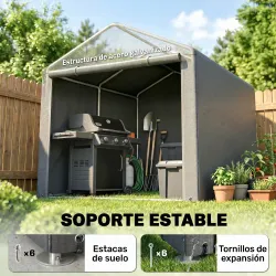 Carpa de Jardín para Bicicletas 1,6x2,2x1,7 m con 2 Habitaciones Puerta con Cremallera Impermeable Anti-UV Gris ... - Ogal.Es