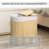 Cesto para Ropa Sucia de Bambú 100L 2 Compartimentos Bolsa Interior Extraíble y Lavable 62,5x37x60,5 cm Natural - Ogal.Es