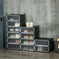 Armario Modular para Zapatos de Plástico con 12 Cubos Puertas y Conectores Diseño DIY para Entrada o Dormitorio ... - Ogal.Es