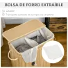 Cesto de Ropa Sucia 90 L de Bambú con 2 Compartimentos Asas Bolsa Interior Extraíble 54,2x35,2x59,5 cm Natural - Ogal.Es