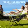 Set de 2 Tumbonas Jardín Exterior Plegables de Gravedad Cero con Mesa Auxiliar con Portavasos Reposacabezas Negro - Ogal.Es